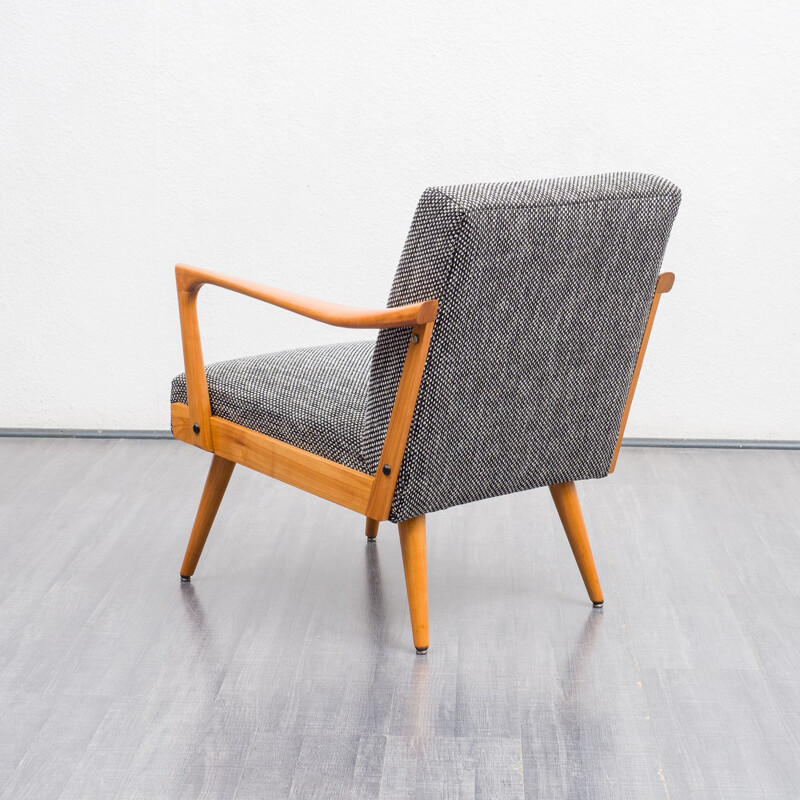 Fauteuil vintage streamline en bois de cerisier, 1960