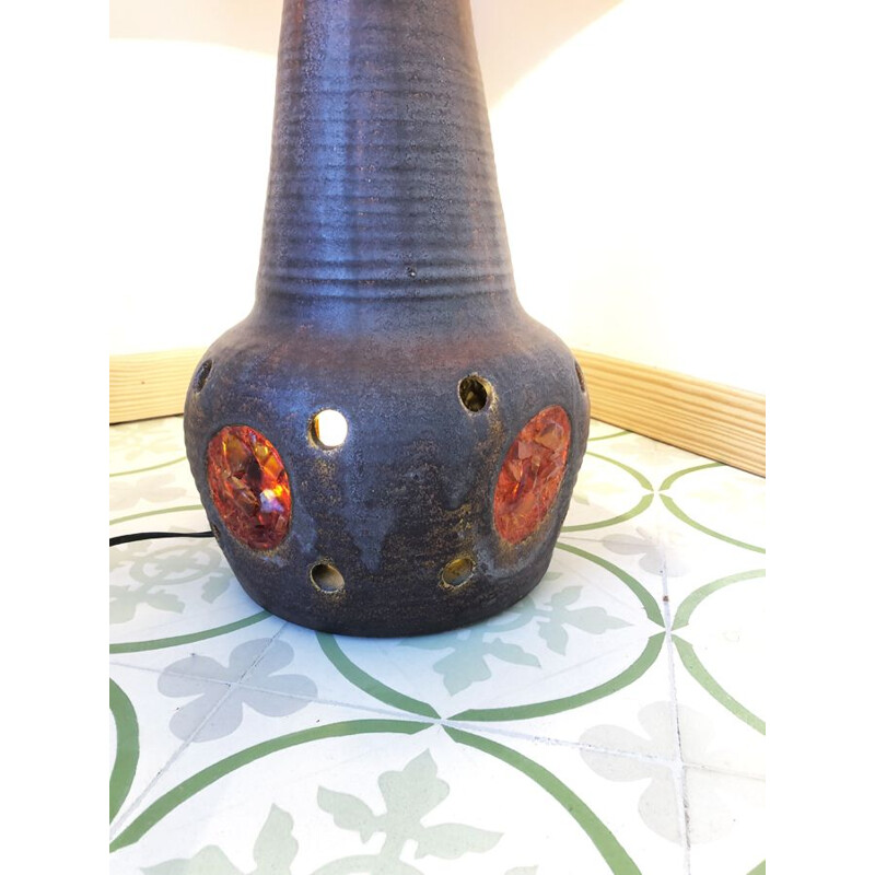 Lampada da terra vintage in ceramica accolay, 1970
