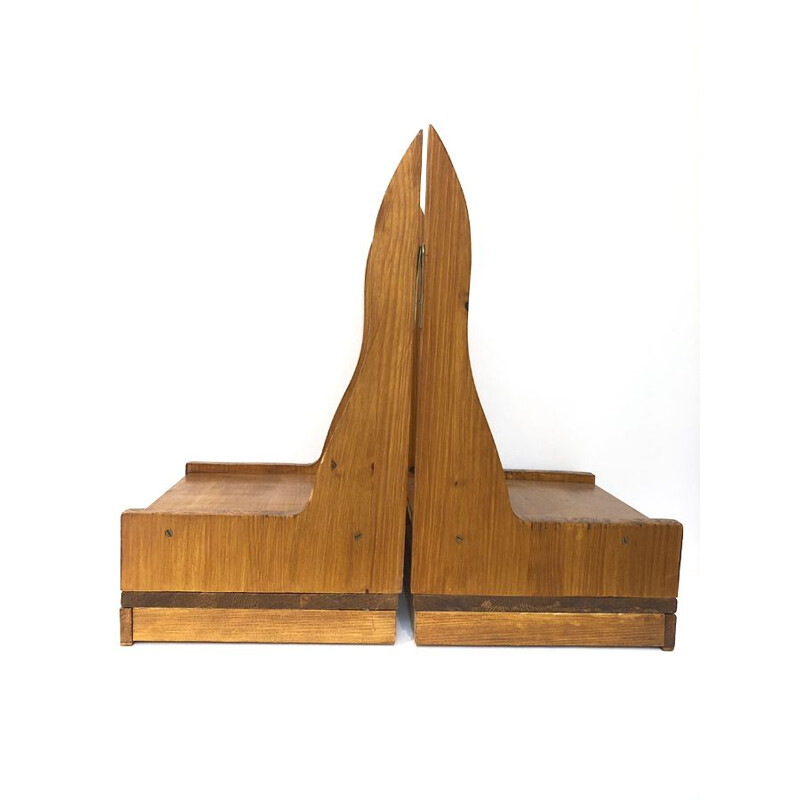 Coppia di comodini sospesi in legno vintage, 1950-1960