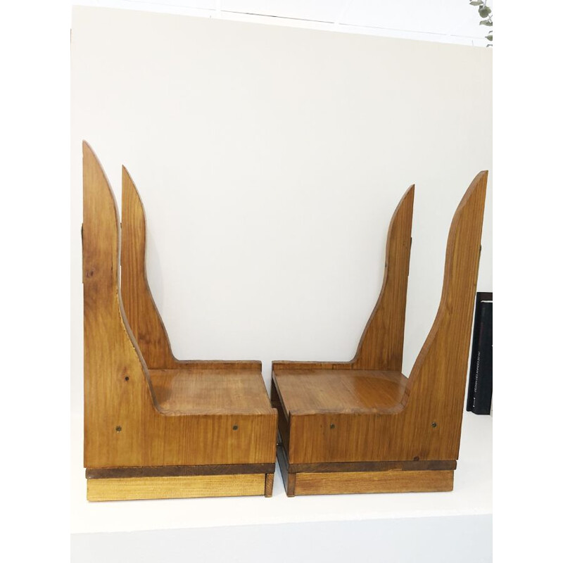 Coppia di comodini sospesi in legno vintage, 1950-1960