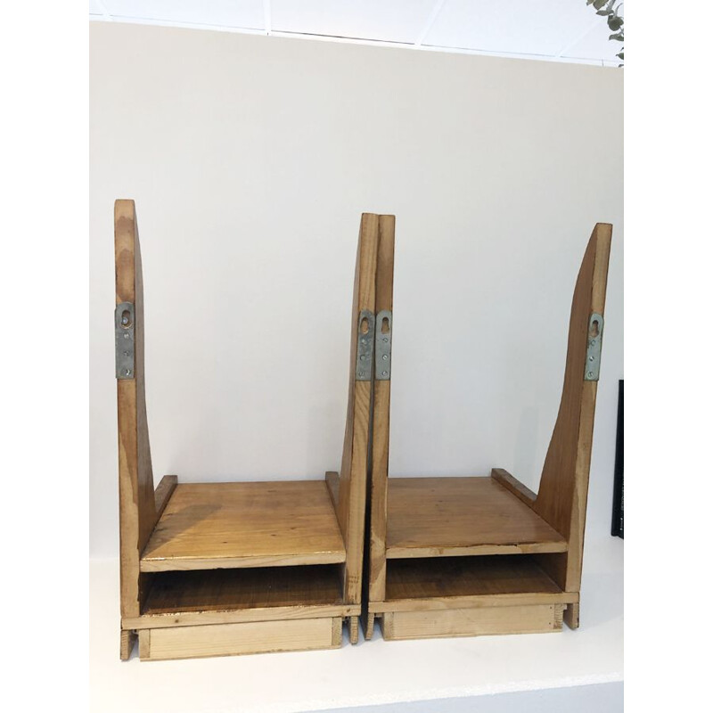 Par de mesas de cabeceira de madeira vintage penduradas, 1950-1960