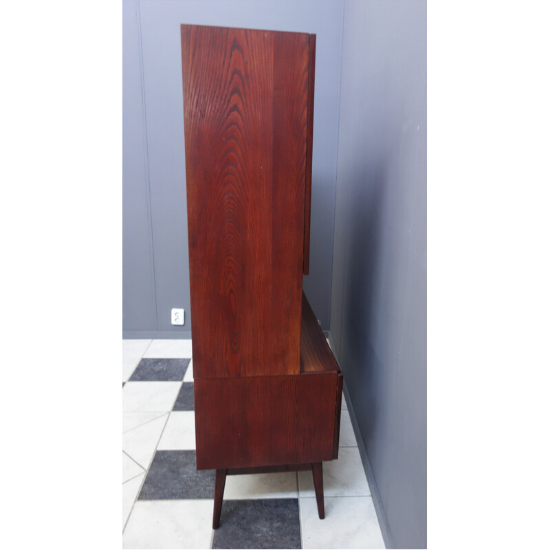 Vintage highboard in dark wood by Bohumil Landsman for Jitona, 1960s