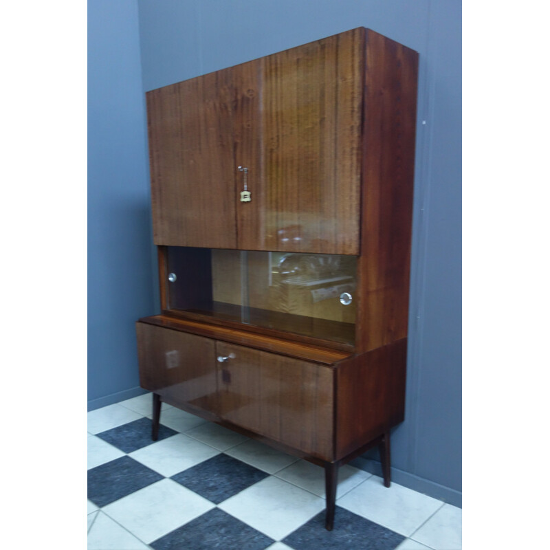 Vintage highboard in dark wood by Bohumil Landsman for Jitona, 1960s