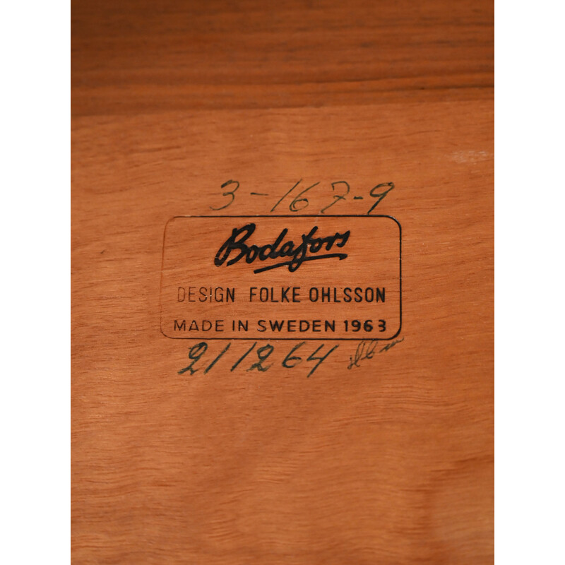 Table basse vintage en teck par Folke Ohlsson pour Bodafors, 1963