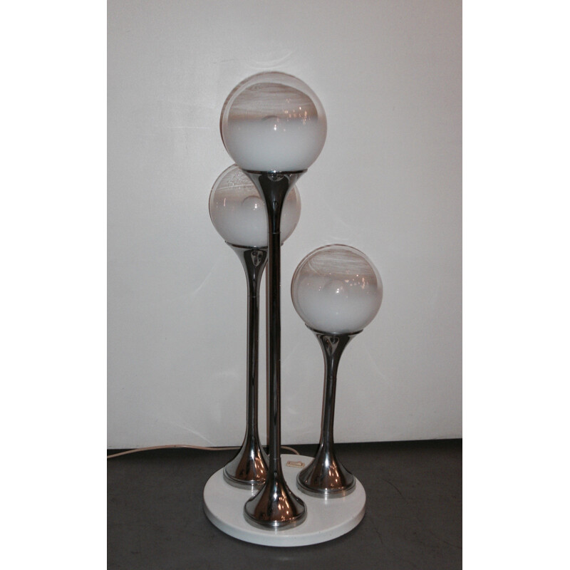 Vintage Reggiani table lamp in metal and Murano glass - 1970s