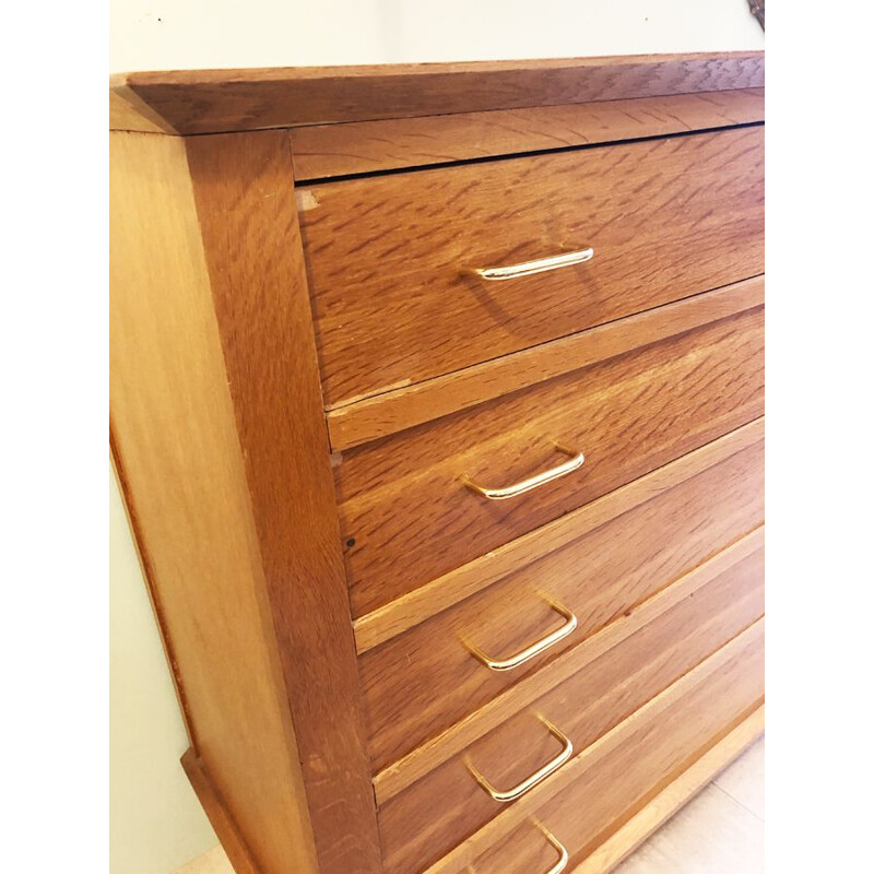 Vintage chest of drawers with compass legs, 1950-1960
