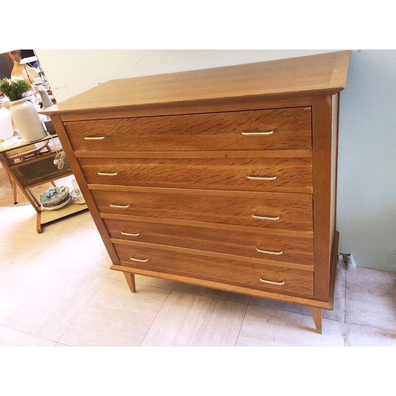 Vintage chest of drawers with compass legs, 1950-1960