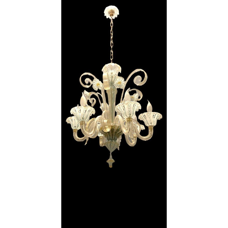 Vintage Venetian murano art glass chandelier by Venini, 1960