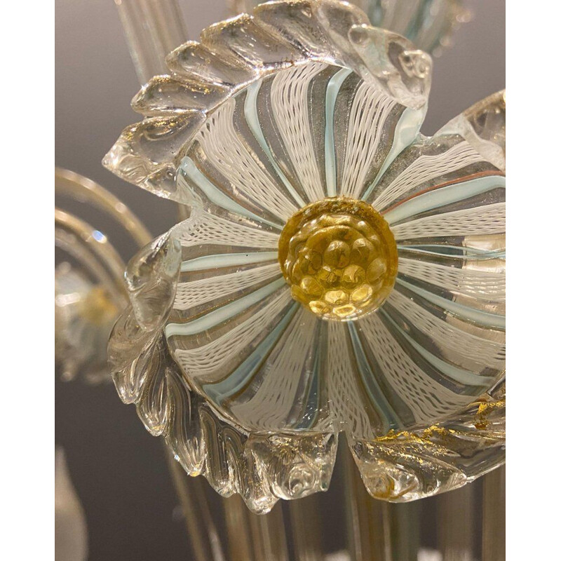 Vintage Venetian murano art glass chandelier by Venini, 1960