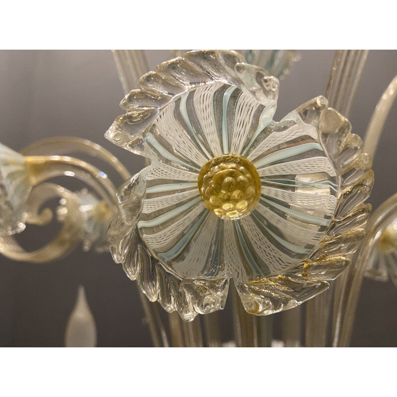 Vintage Venetian murano art glass chandelier by Venini, 1960