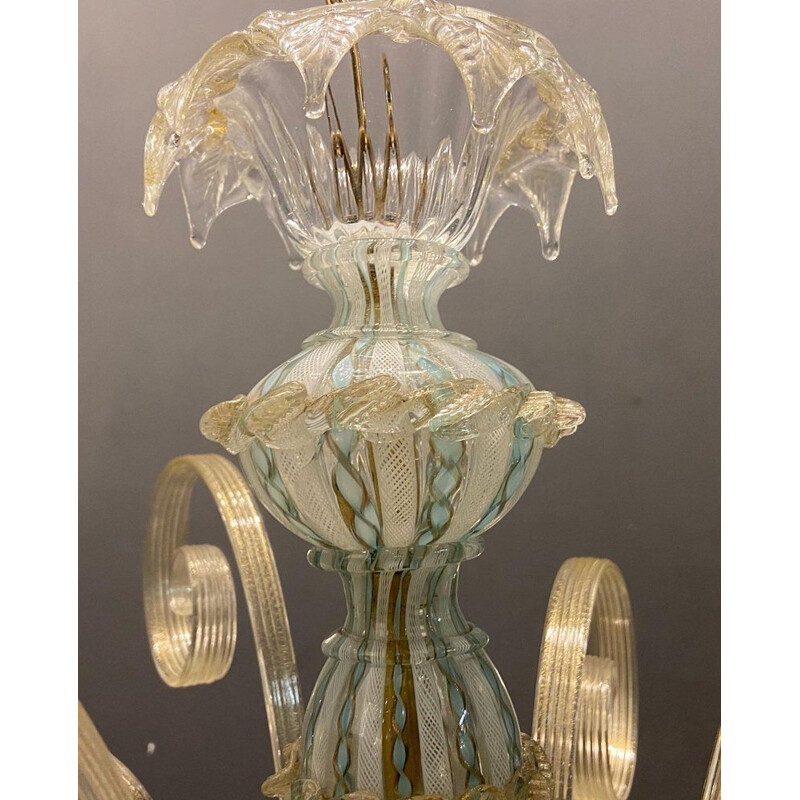 Lustre vintage en verre d'art vénitien de murano par Venini, 1960