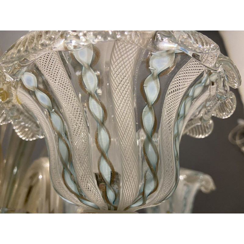 Lámpara de cristal de murano veneciano de Venini, 1960