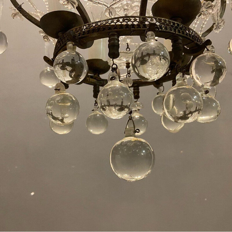 Lampada a sospensione italiana vintage con gocce in vetro di Murano
