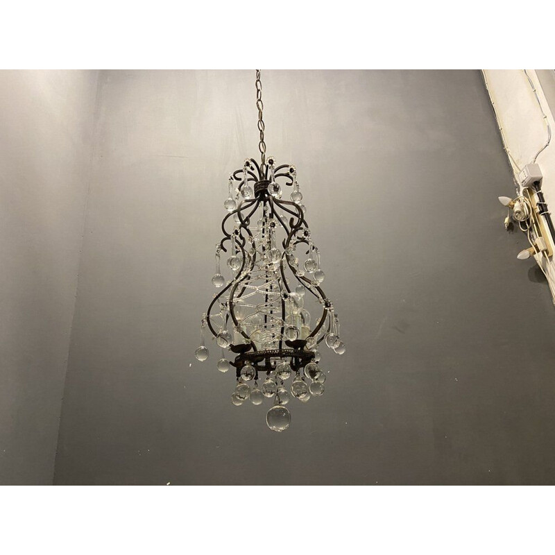 Vintage Italian pendant lamp with Murano glass drops