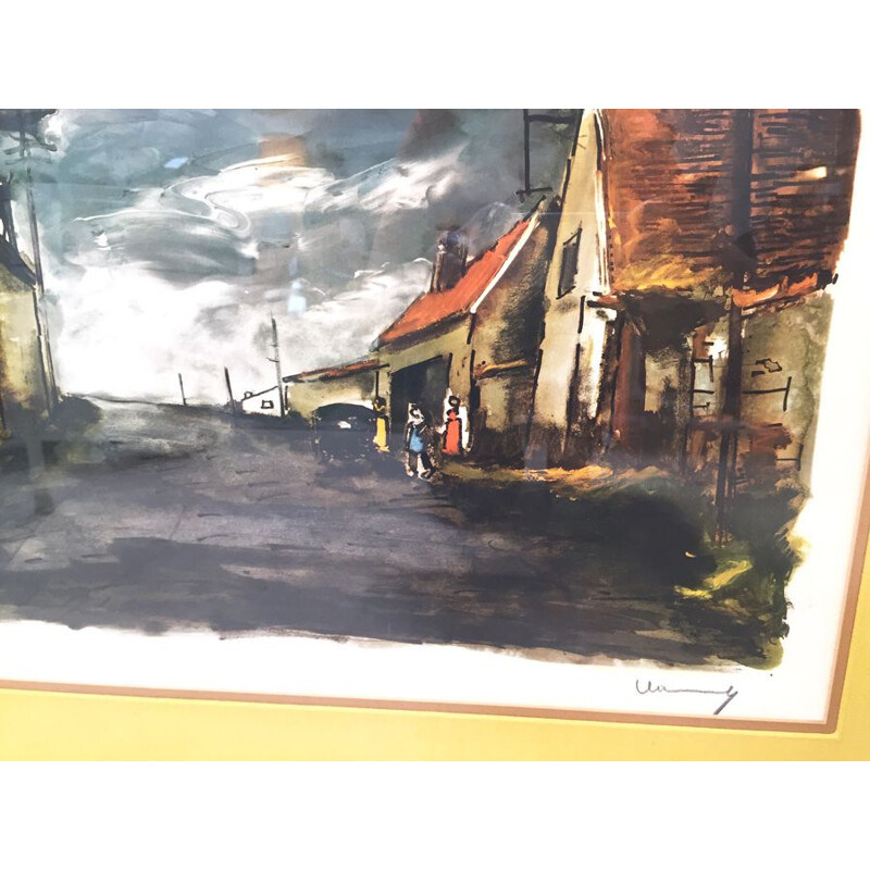 Vintage lithograph of characters in the street by Maurice de Vlaminck, 1950