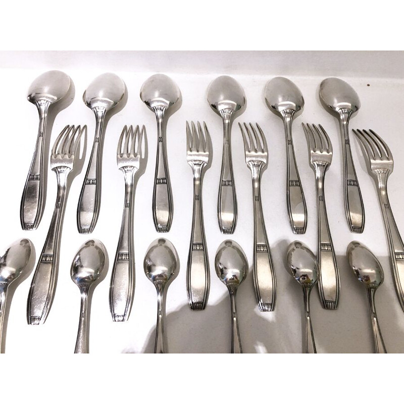 Vintage silver plated 6-person ercuis household set, 1950