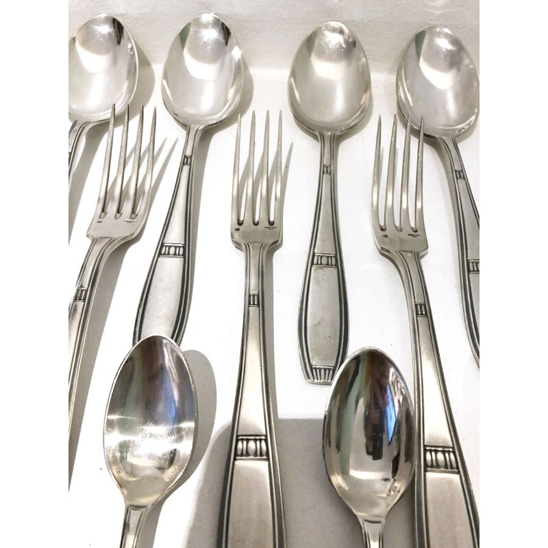 Vintage silver plated 6-person ercuis household set, 1950