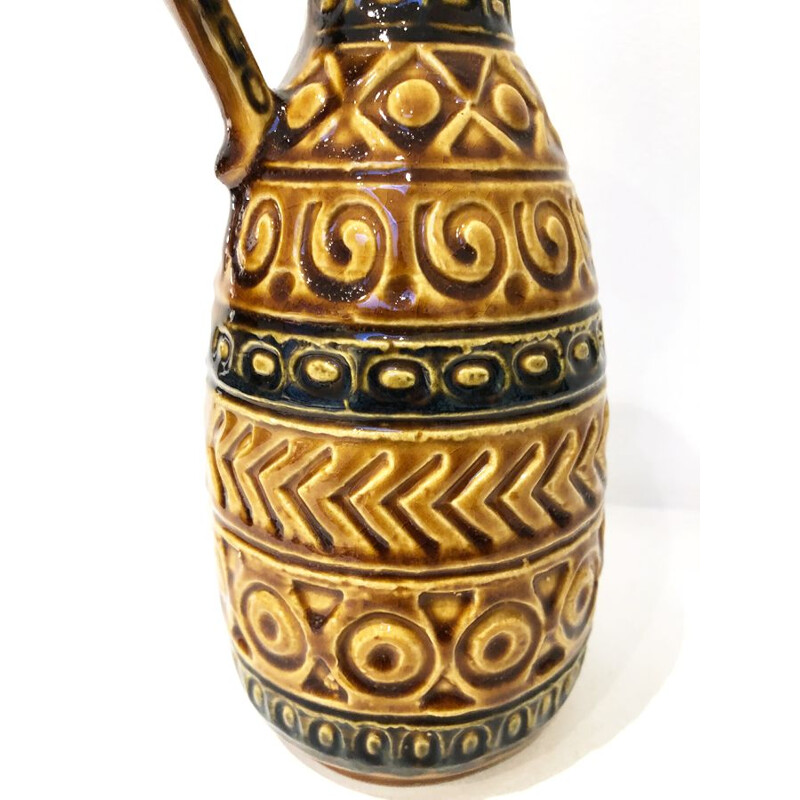 Vaso vintage in ceramica ocra della Germania Ovest, 1970