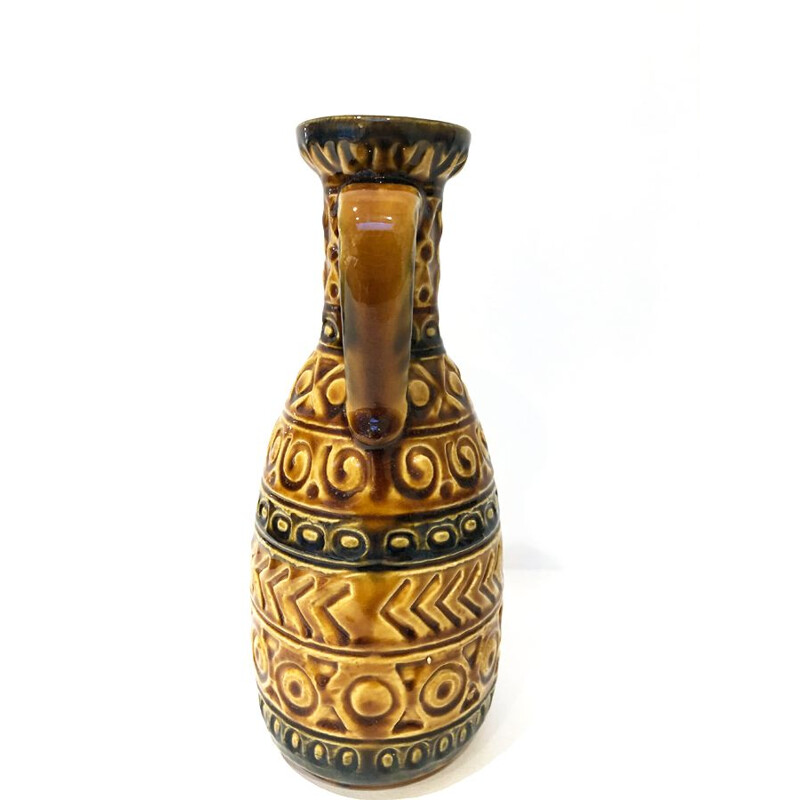 Vaso vintage in ceramica ocra della Germania Ovest, 1970
