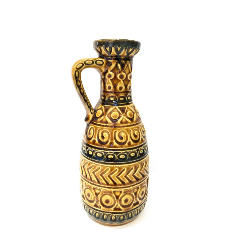 Vaso vintage in ceramica ocra della Germania Ovest, 1970