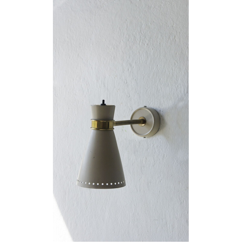 Lampada da parete vintage regolabile in metallo e ottone, Italia 1950