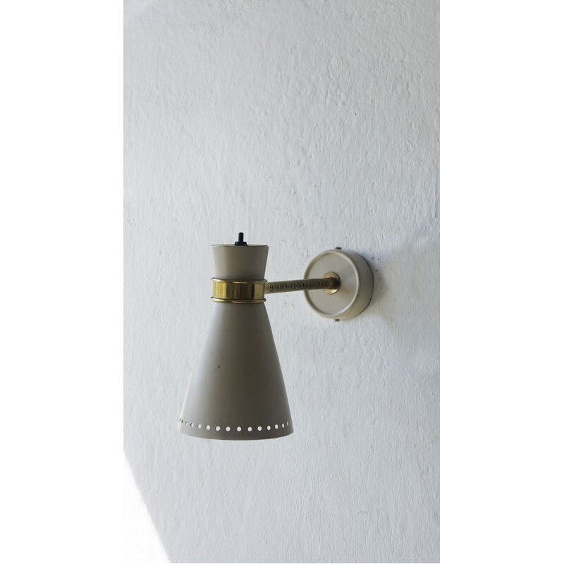 Vintage adjustable wall lamp in metal and brass, Italy 1950
