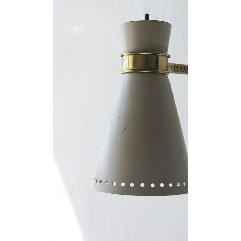 Verstelbare vintage wandlamp van metaal en messing, Italië 1950