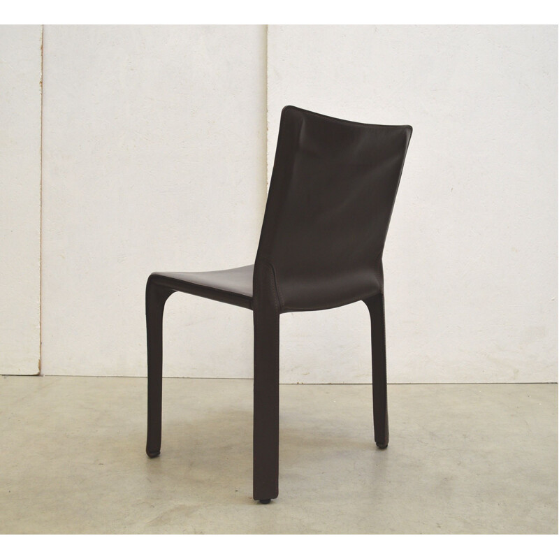 Conjunto de 6 cadeiras de couro vintage de Mario Bellini para Cassina, Itália 1980