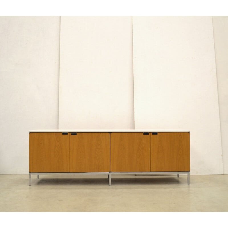 Vintage natural oakwood sideboard with marble by Florence Knoll for Knoll, 1990s