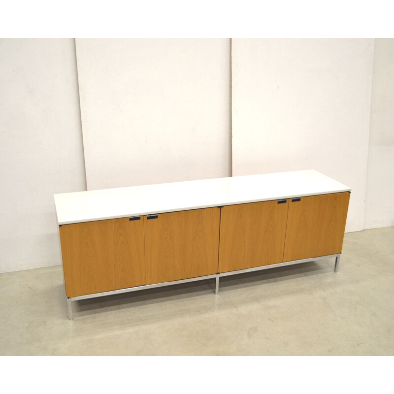 Vintage natural oakwood sideboard with marble by Florence Knoll for Knoll, 1990s