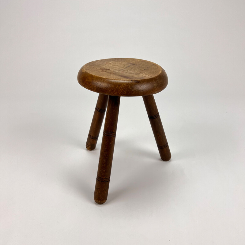 Modernist vintage oakwood stool, 1950s