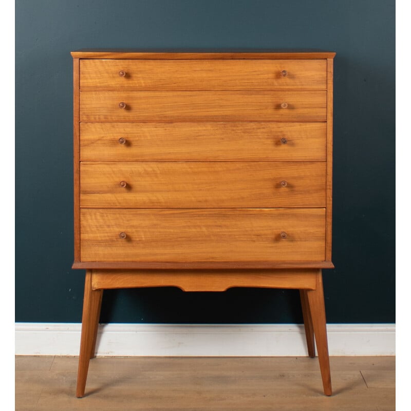 Vintage walnut and beech chest of drawers by Alfred Cox for Heals Of London, 1960