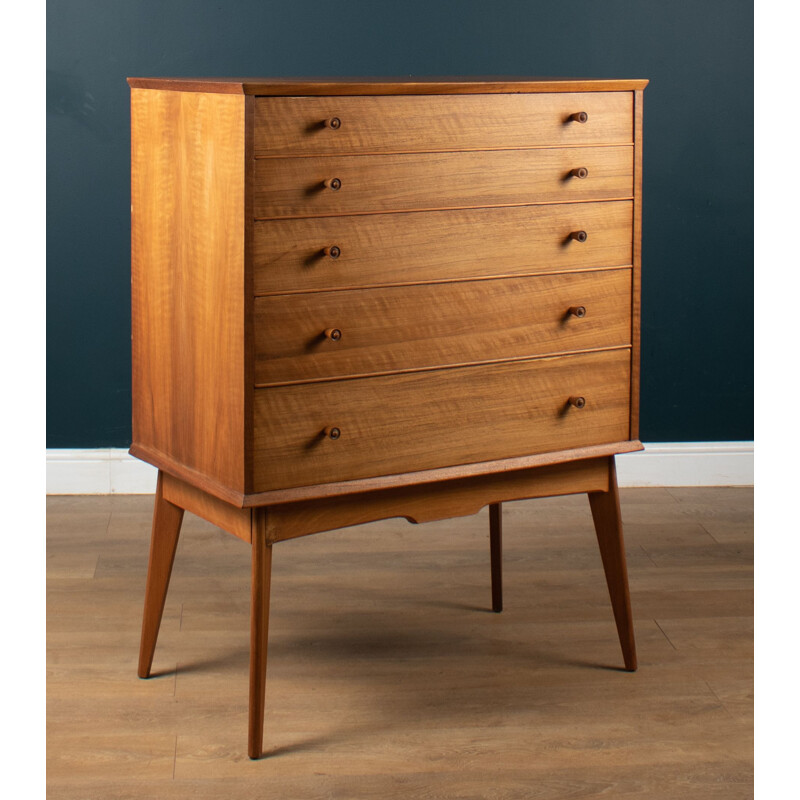 Vintage walnut and beech chest of drawers by Alfred Cox for Heals Of London, 1960