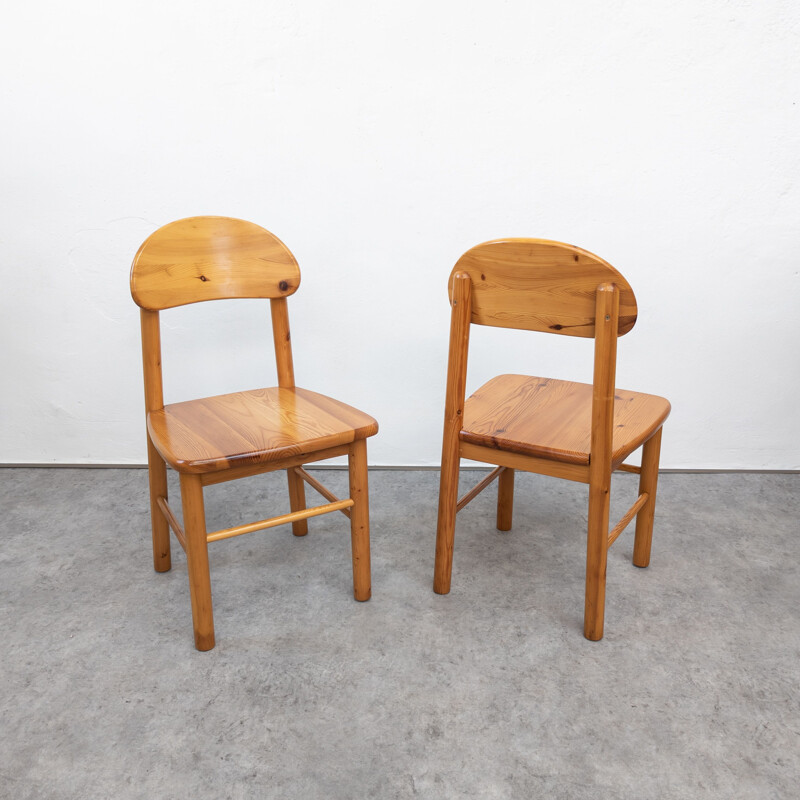Pair of vintage solid pine wood chairs by Rainer Daumiller, 1970s