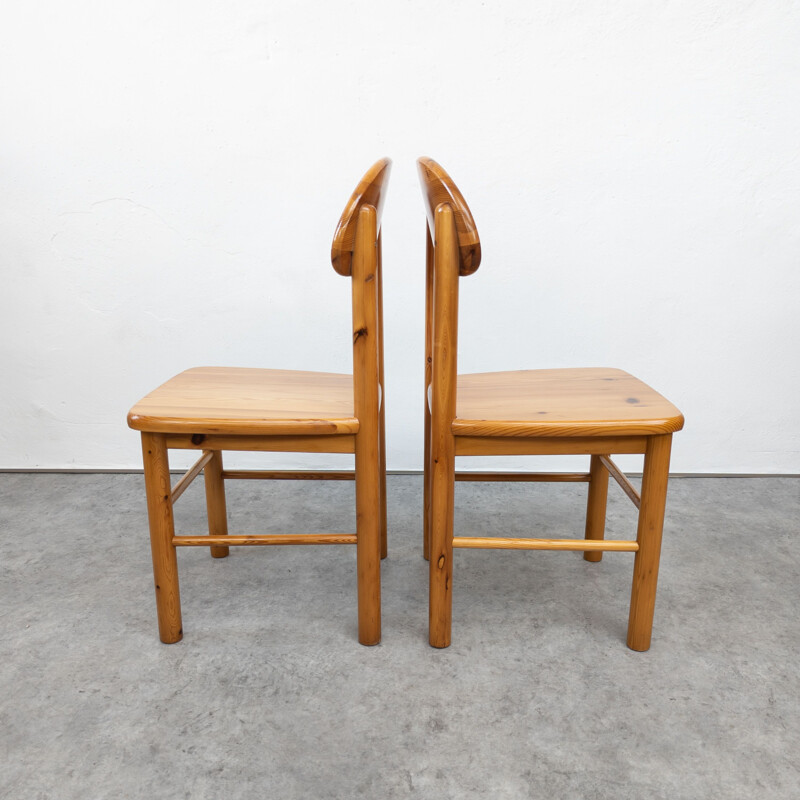 Paire de chaises vintage en pin massif par Rainer Daumiller, 1970
