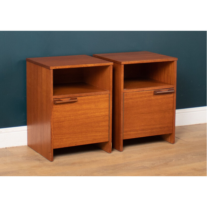 Pair of vintage teak bedside tables by Avalon, 1960