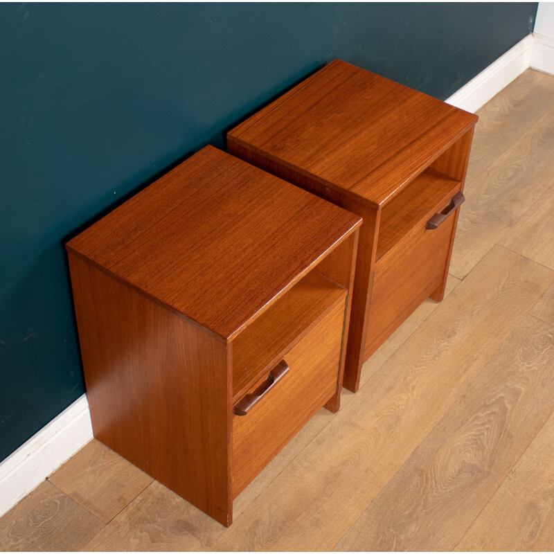 Pair of vintage teak bedside tables by Avalon, 1960