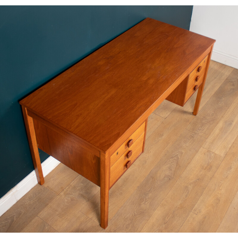 Vintage teak double pedestal desk by Domino Mobler, Denmark 1960