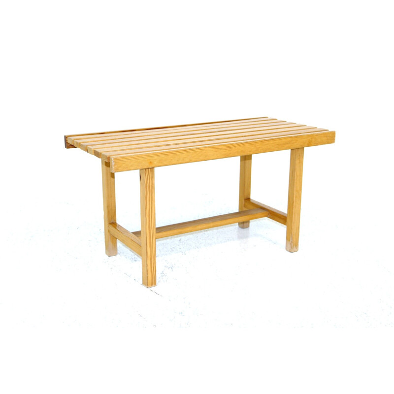 Minimalist vintage pine bench, Sweden 1970