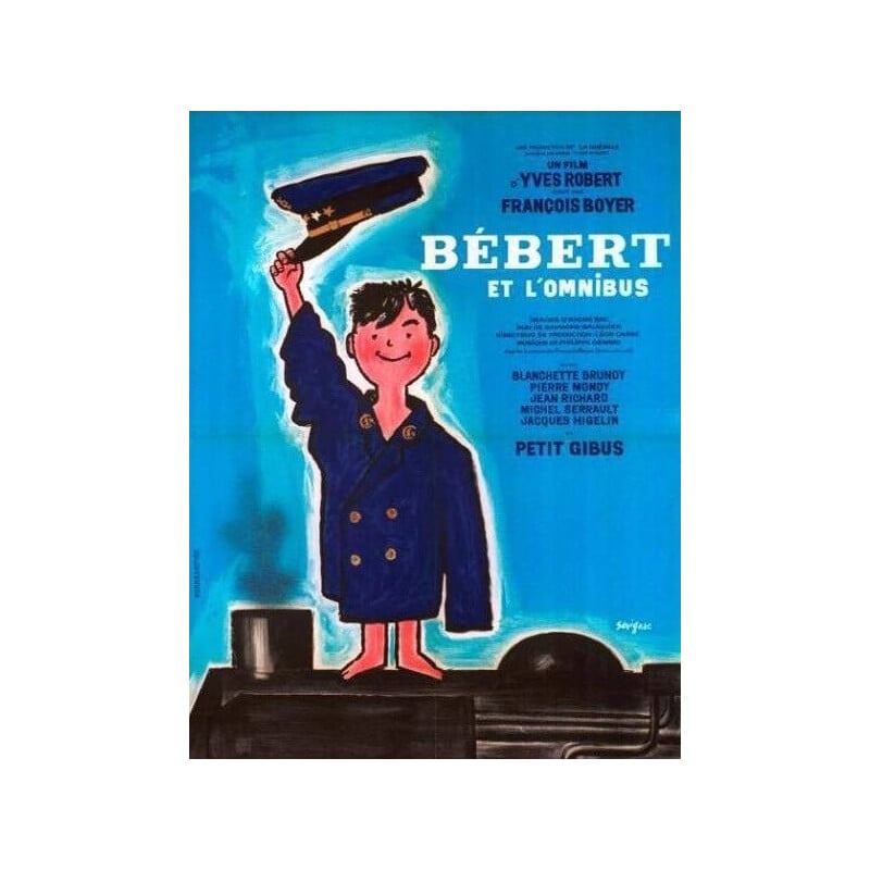 Affiche cinéma vintage "bebert et l'omnibus", 1960