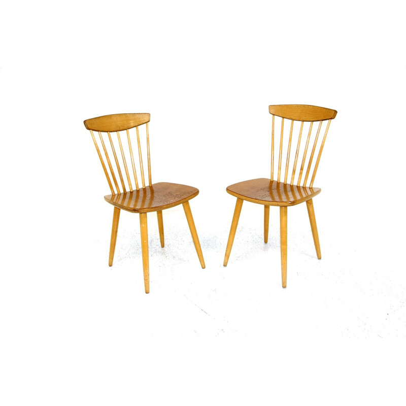 Pair of vintage oakwood chairs by Nässjö Stolfabrik, 1960