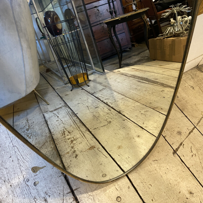 Mid-century modern brass italian wall mirror, 1950s