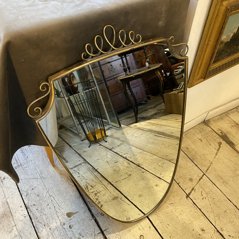Mid-century modern brass italian wall mirror, 1950s