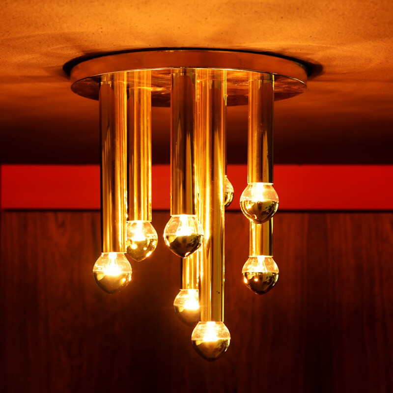Lámpara de techo de latón vintage de Sciolari para Boulanger