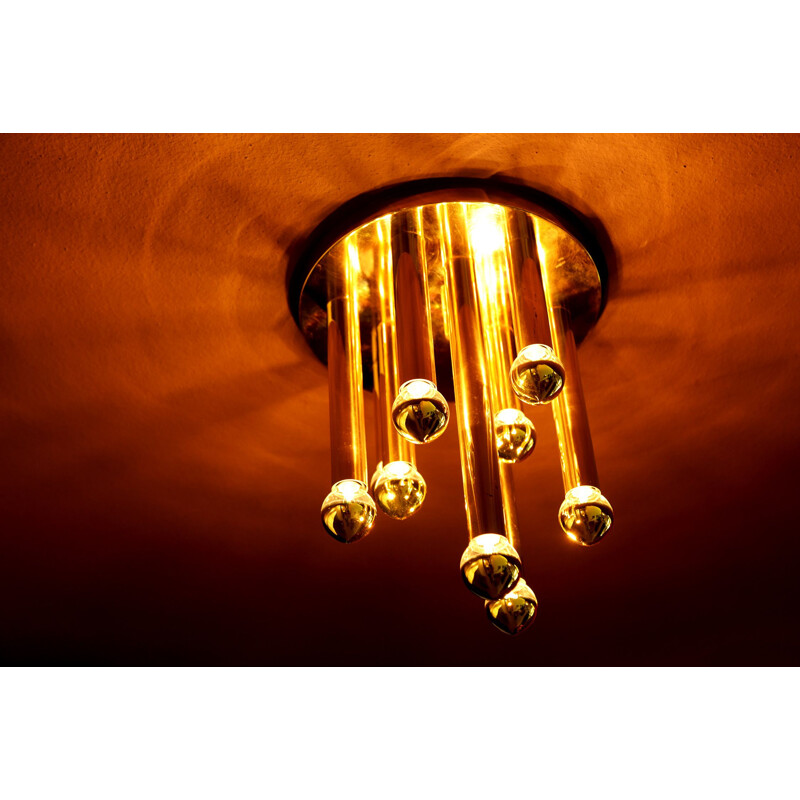 Vintage messing plafondlamp van Sciolari voor Boulanger