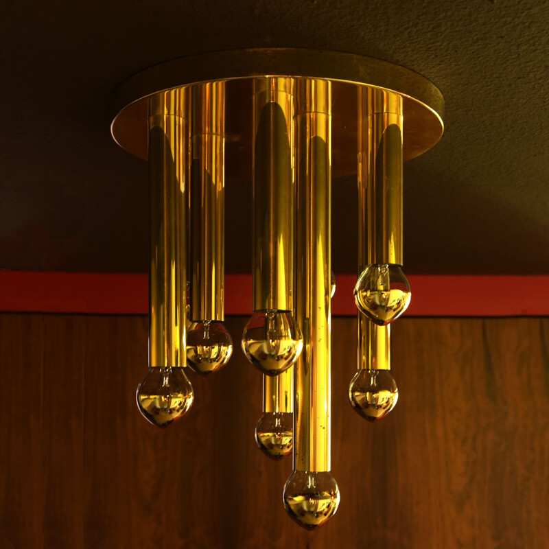 Vintage brass plated ceiling lamp by Sciolari for Boulanger