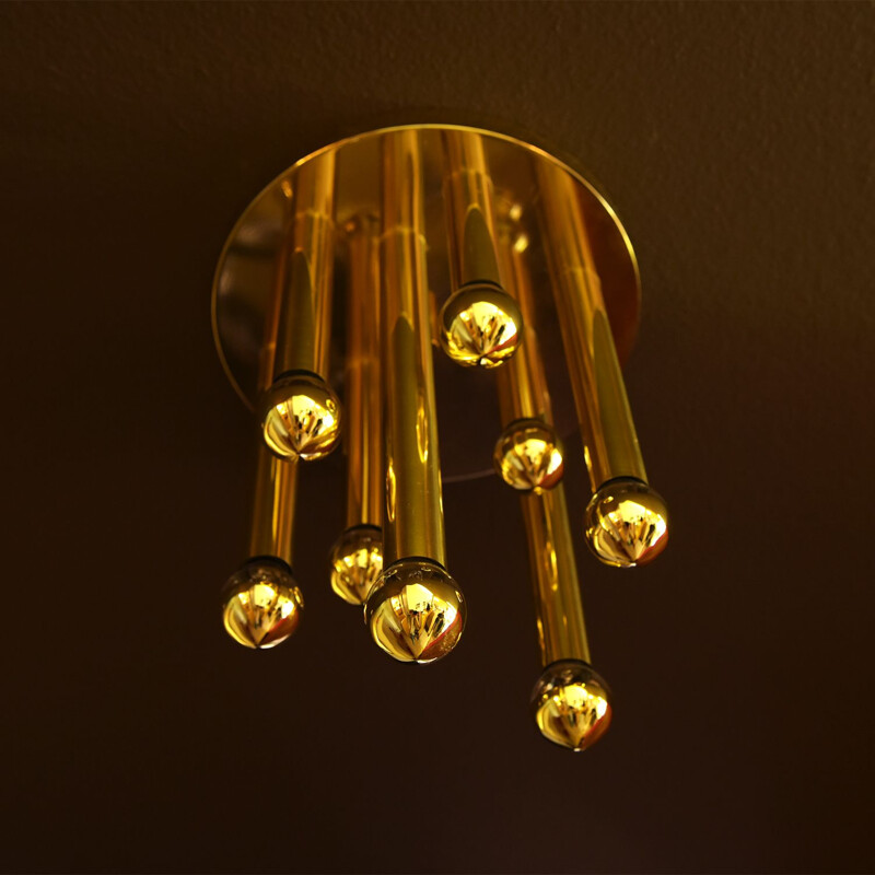 Vintage brass plated ceiling lamp by Sciolari for Boulanger