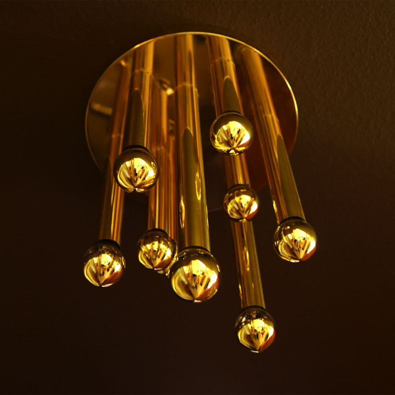 Vintage brass plated ceiling lamp by Sciolari for Boulanger