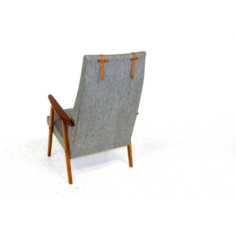 Skandinavischer Vintage-Sessel aus Buche und Stoff, Schweden 1950