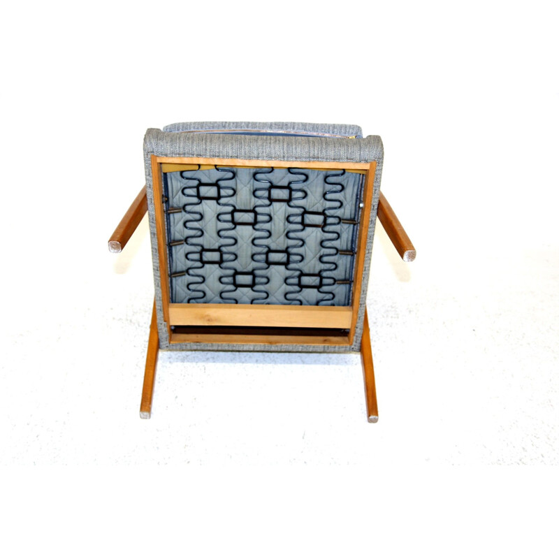 Scandinavian vintage armchair in beechwood and fabric, Sweden 1950